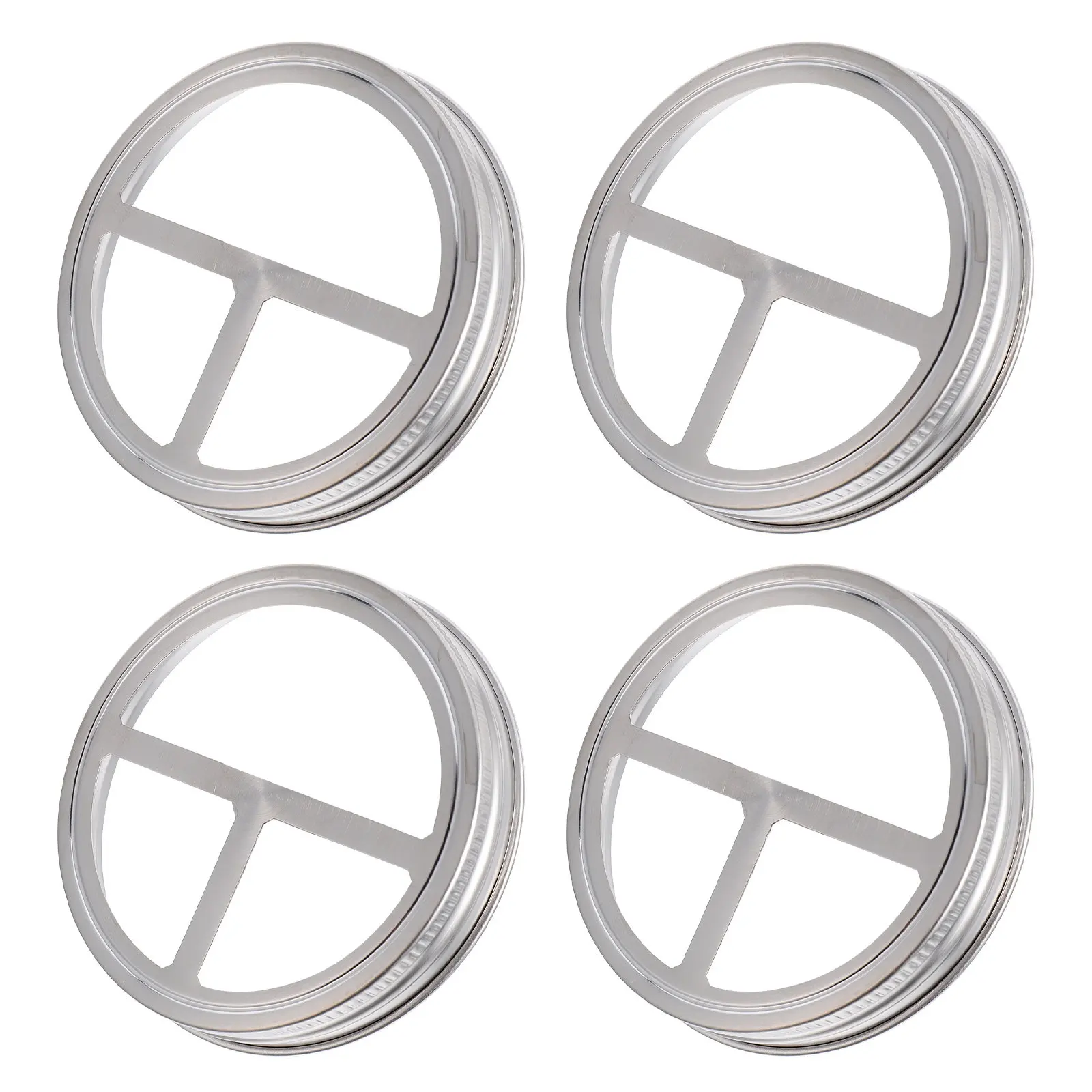 4Pcs Jar Lid Bands Stainless Steel Rustproof Partition Split-Type Lid Rings Household Toothbrush Cup Cover Bands