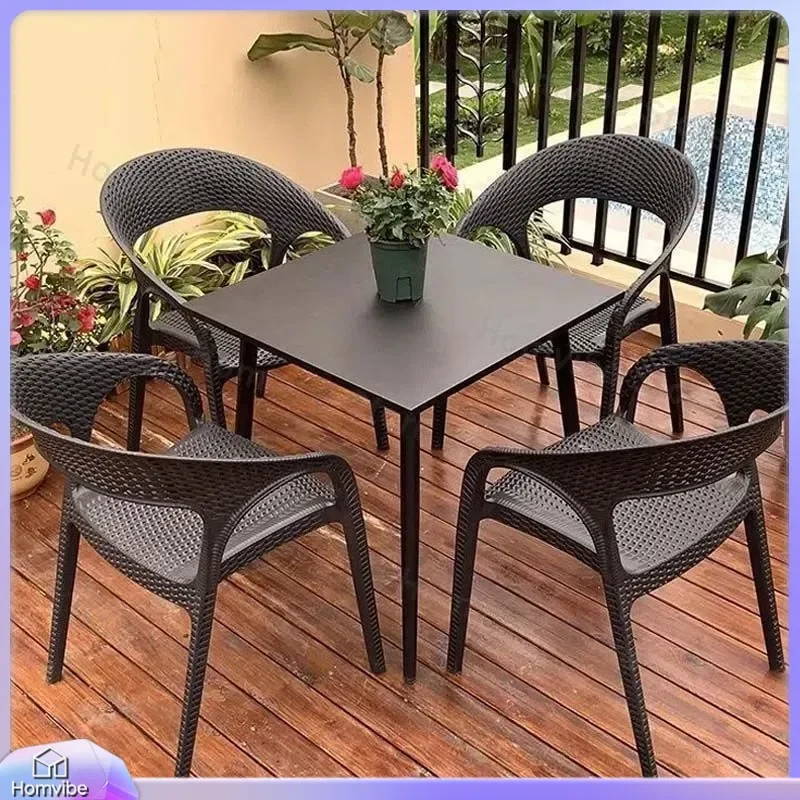 Outdoor Patio Furniture Set 3 Piece Rattan Dining Table and Chairs Waterproof Sunproof Balcony Garden Leisure Seating for