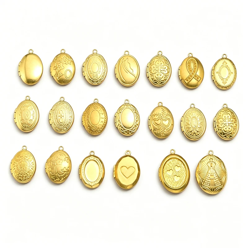 BoYuTe (50 Pieces/Lot) Raw Brass Oval Locket Photo Locket Pendant Can Open Diy Jewelry Materials
