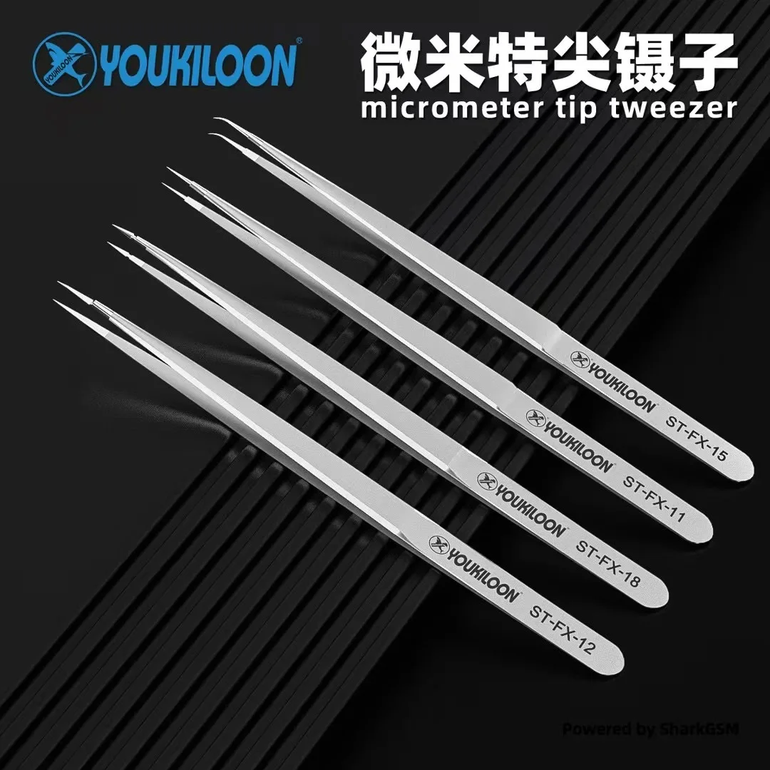 YOU KILOON Micron Tweezers Tip Stainless Steel Alloy Craft Anti-static Corrosion Resistant High Precision Tip Non-slip Control