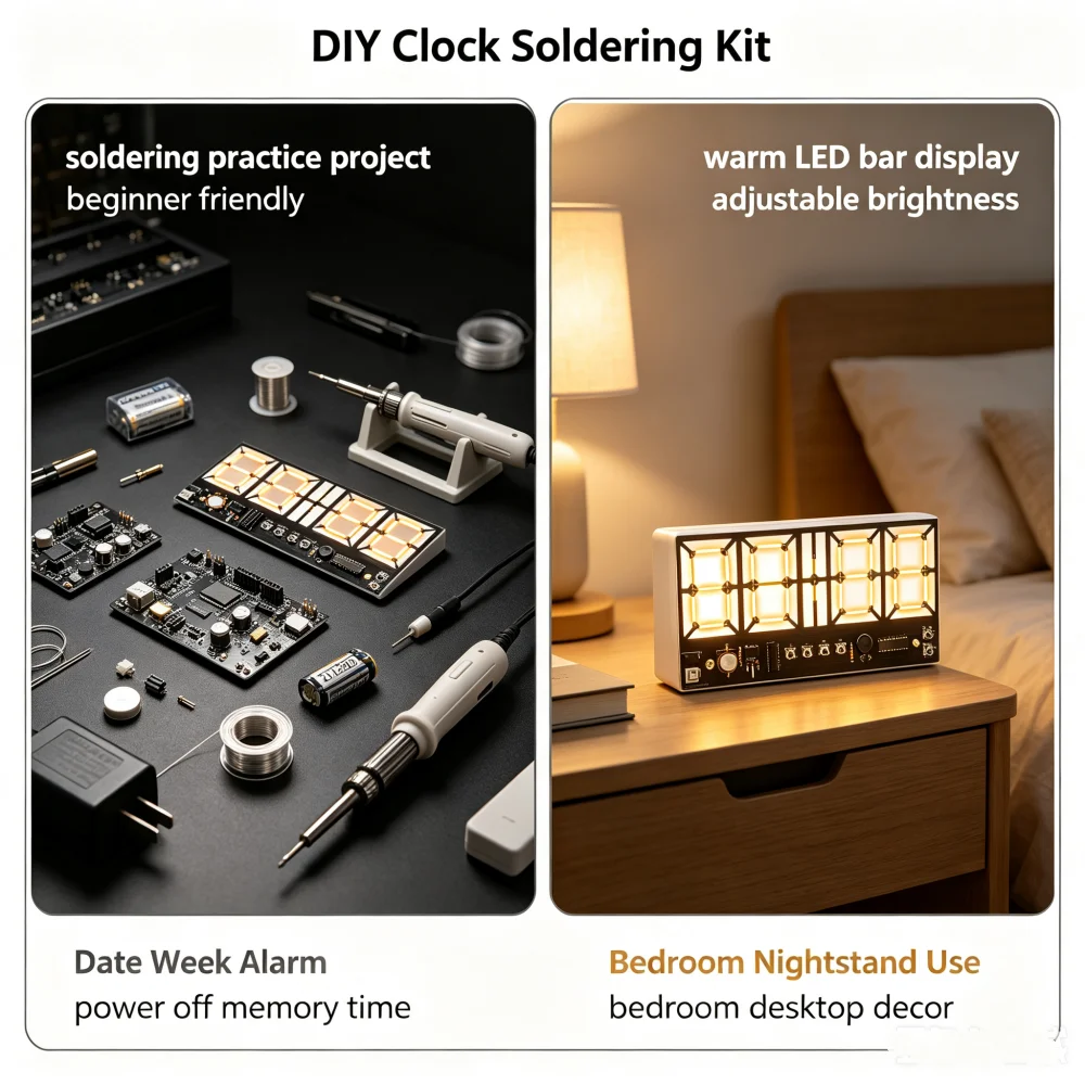 Kit de pratique de soudure bricolage Kit d'alarme LED numérique de 4 bits Kit d'affichage d'horloge Module de réglage de