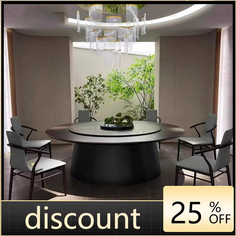 

LTT hotel slate electric dining table clubhouse box large round table family hotel banquet table and chairs