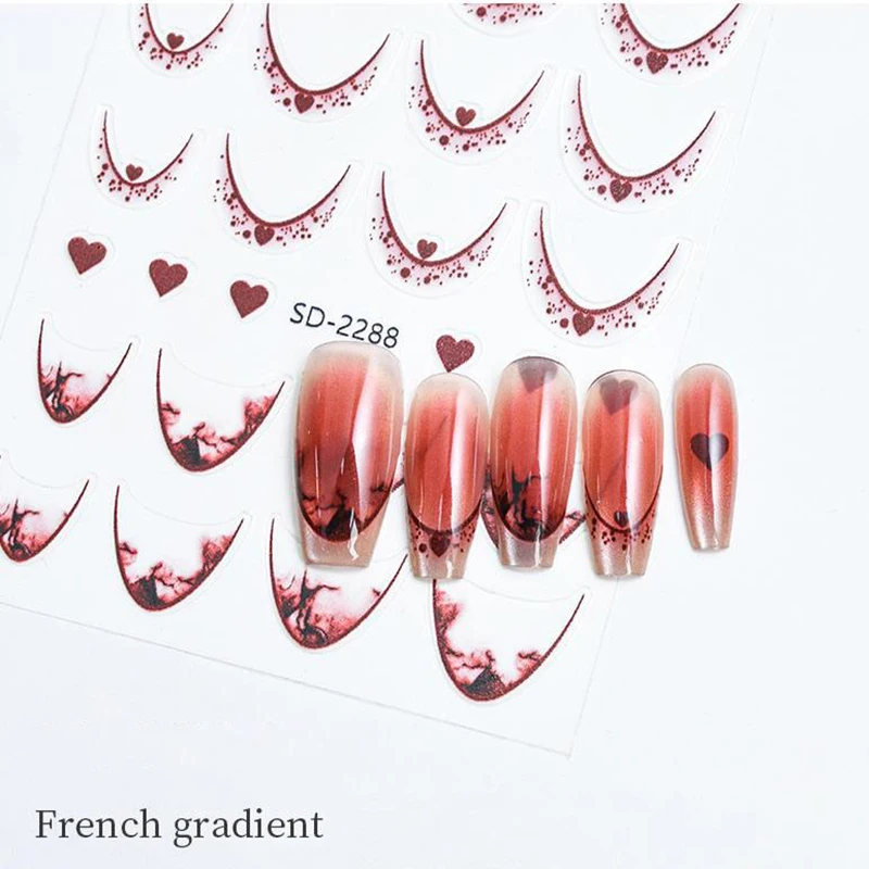 Moda francesa 3D línea simplificada pegatinas para decoración de uñas línea Irregular prensa en uñas calcomanías decoraciones de manicura DIY