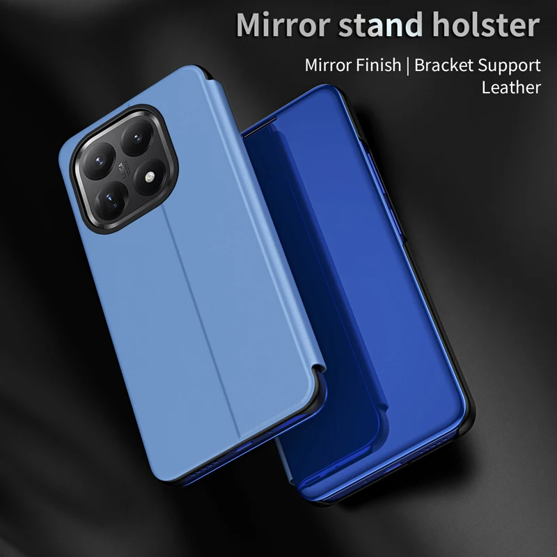 Leather Flip Smart View Mirror Case For Xiaomi17T Xiaomi 17T Pro 5G Magnetic Book Stand Coque Xiomi Xiaomy Mi17T Mi 17 T Pro T17