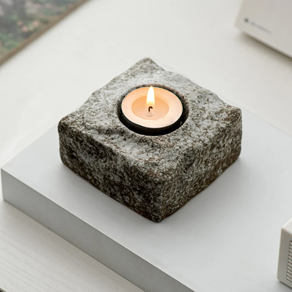 

Ceramic Holder Modern Faux Stone Texture Compact Portable Tabletop Stand Dining Room Home Decor Ambiance Accent