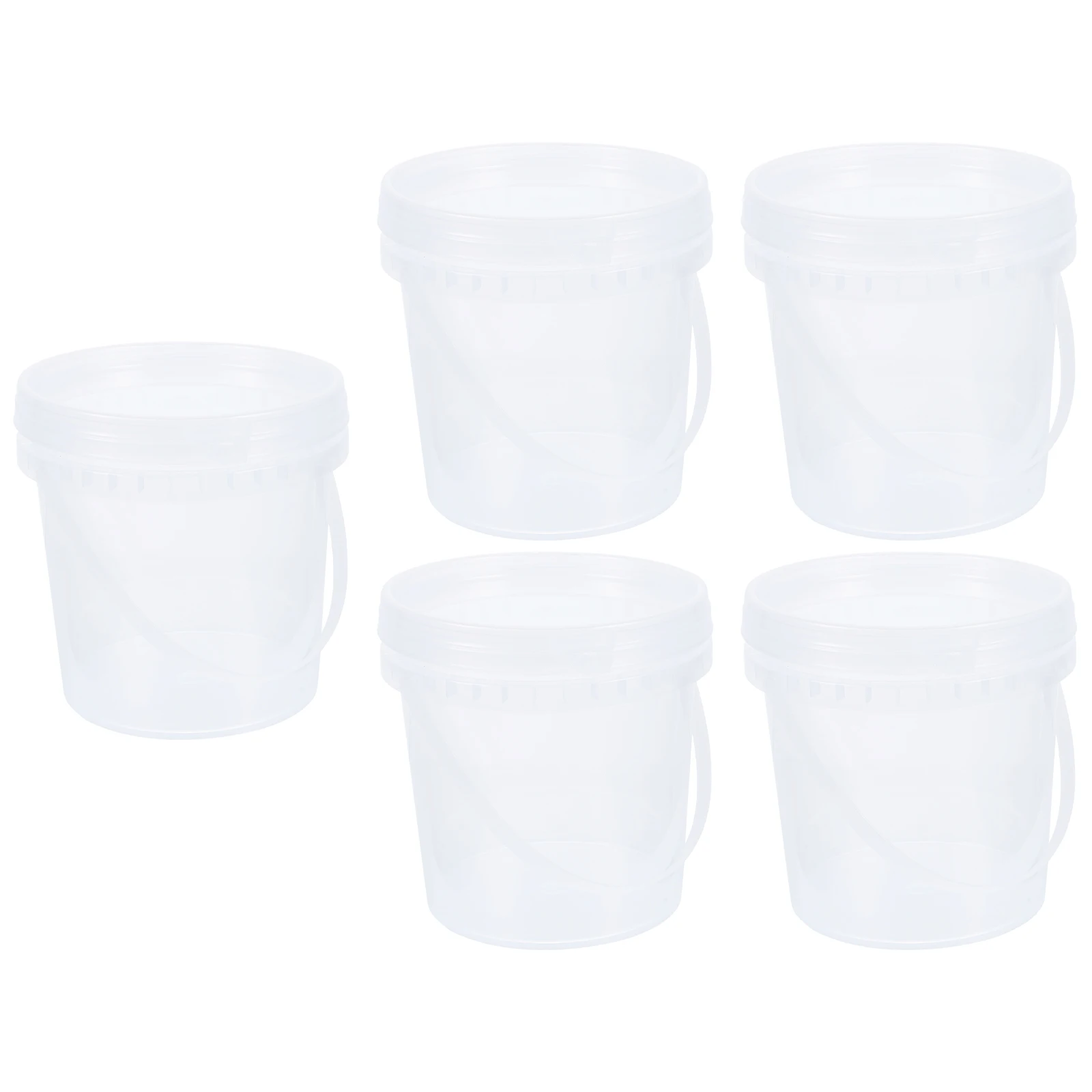 

5pcs Food Ice Cream Buckets Clear Containers with Lids 1L Reusable Storage Ice Cream Buckets With Lids Bucket for Kitchen Meal