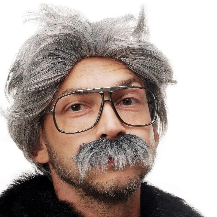 Halloween Cosplay Grandpa Wig Props Bald Old Man Gray Short Hair Synthetic Wig Stage Performance Costumes Props