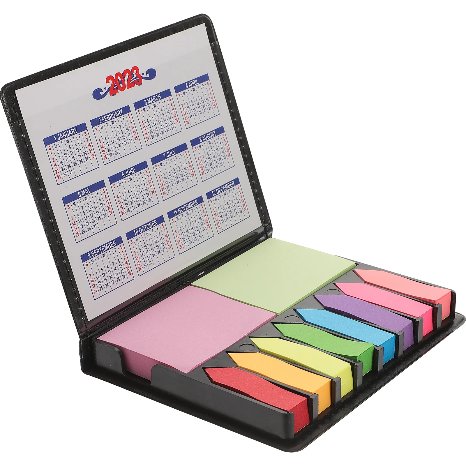 1 Set Memo Notepad With Pu Box Compact Portable Self-Stick Notes For Office School Page Markers Index Label Tabs