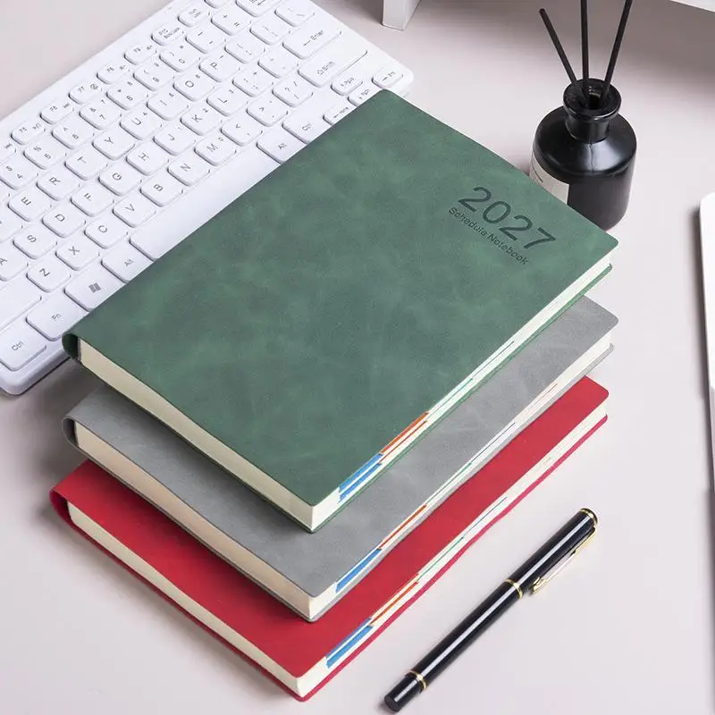 2027 Daily Planner PU Leather Band Notebook Day Time Management Journal 320 Pages Schedule Book