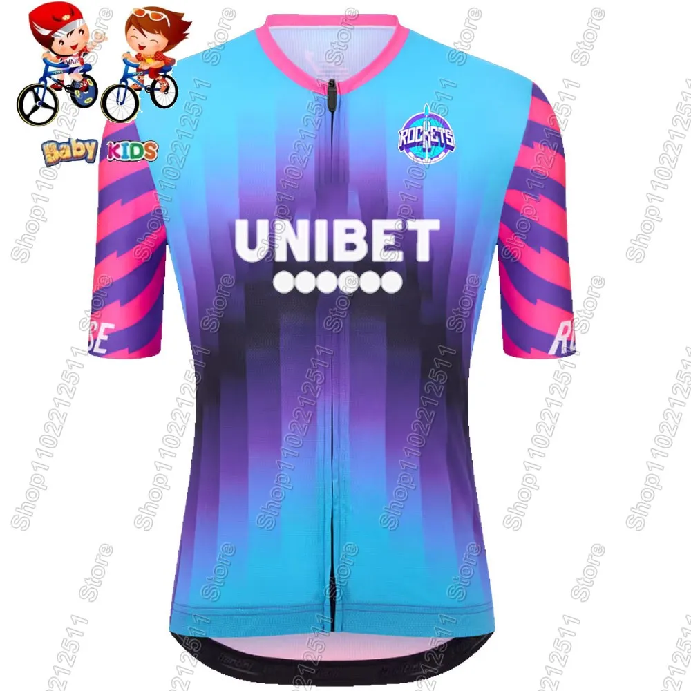 2026 Kids Unibet Tietema Rockets Wielertrui Set Zomer Jongens Meisjes Fietsen Kleding Racefiets Shirts Pak Fiets Broek MTB