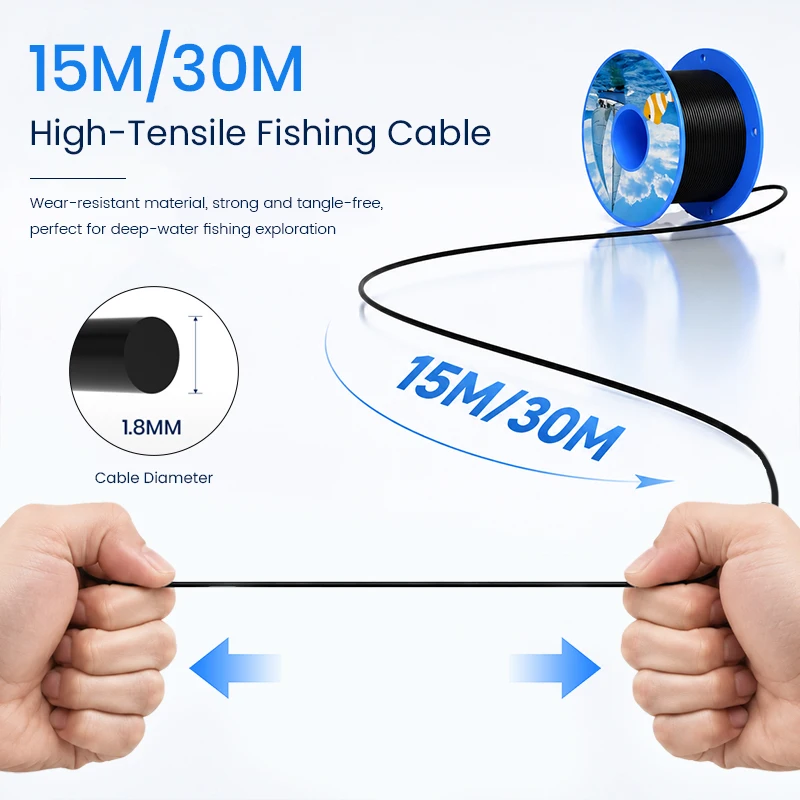 Underwater Fishing Camera Winter Fish Finder 4.3’’ Screen 15M/30M Cable Waterproof for Sea/River/Lake Fishing with Night Vision