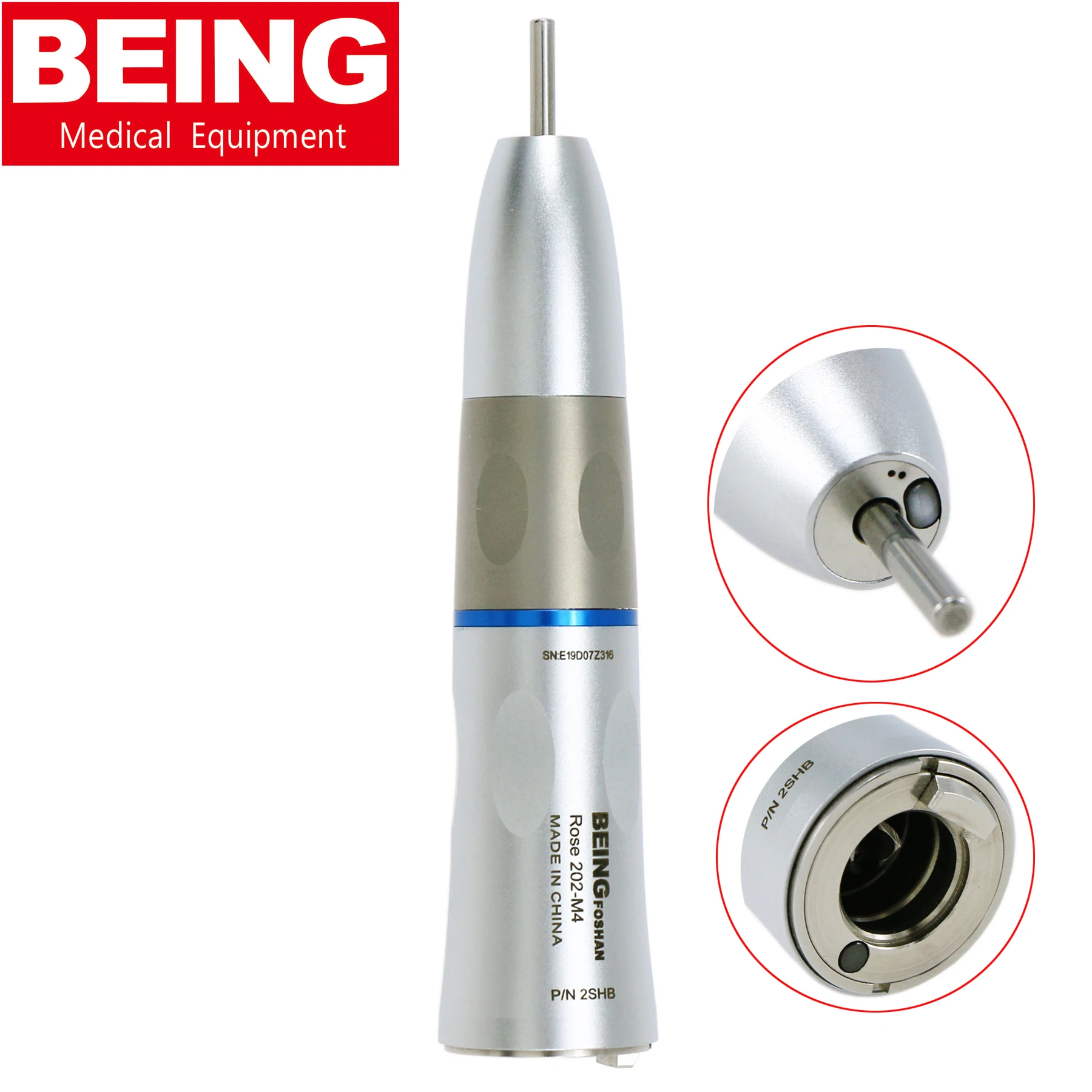 

BEING Dental Low Speed Straight Nose Handpiece Fiber Optic 1:1 Internal Kavo NSK 202SH-B