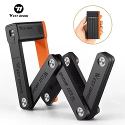 WEST BIKING Foldable Bicycle Lock MTB Road Security Anti-theft Cycling Lock Scooter Electric Bike Chain Lock Bicycle Accessories