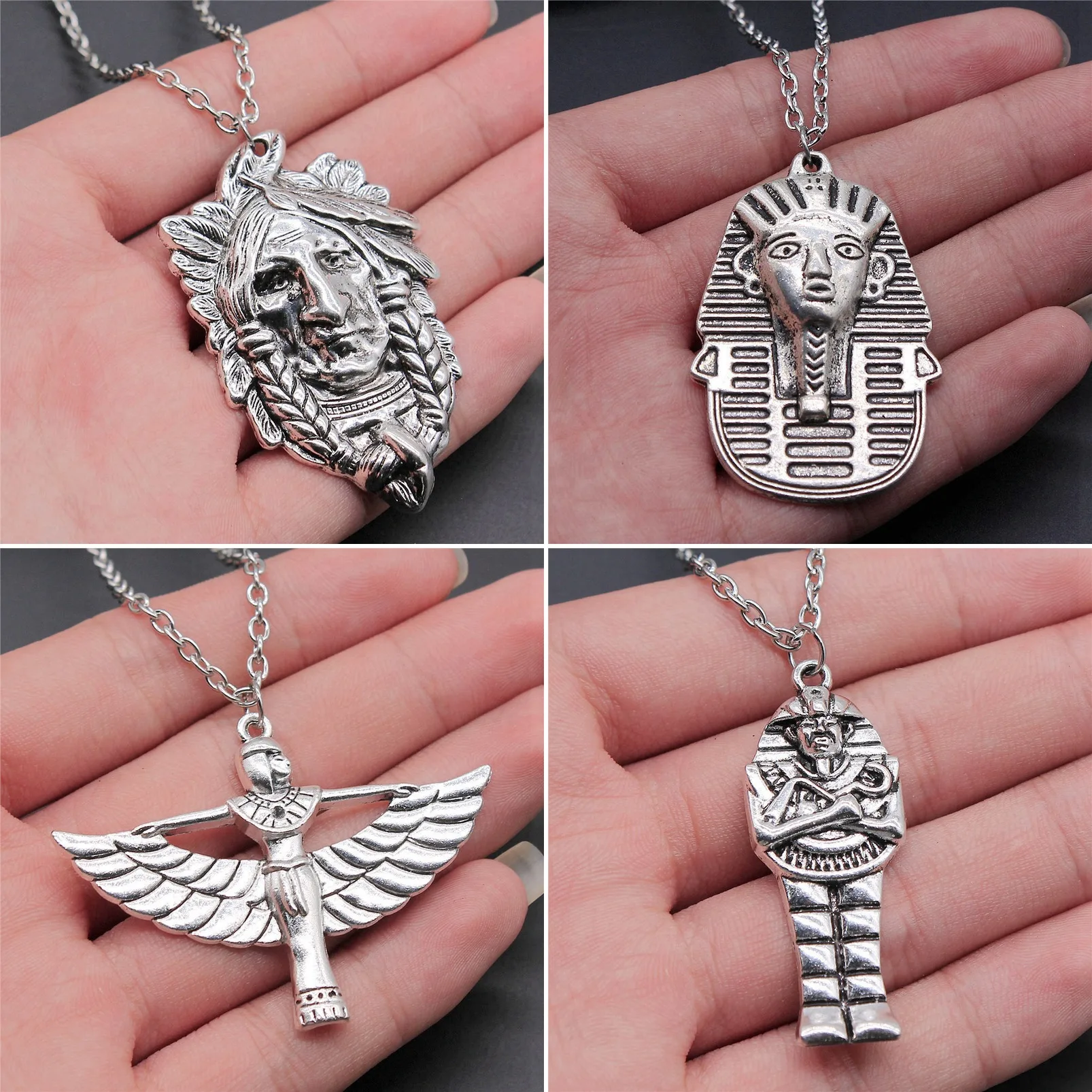 Boho Pharaoh Chief Egyptian Vintage Symbol Necklaces 45cm 70cm Chain Pendant Necklace For Women Vintage Jewelry Gift