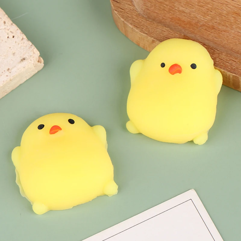 2Pcs/set Cute Mini Chick Squishy Toy Squeeze Bubbles Toys Fidget Toys Pinch Kneading Toys Stress Reliever Toys Kid Party Favor