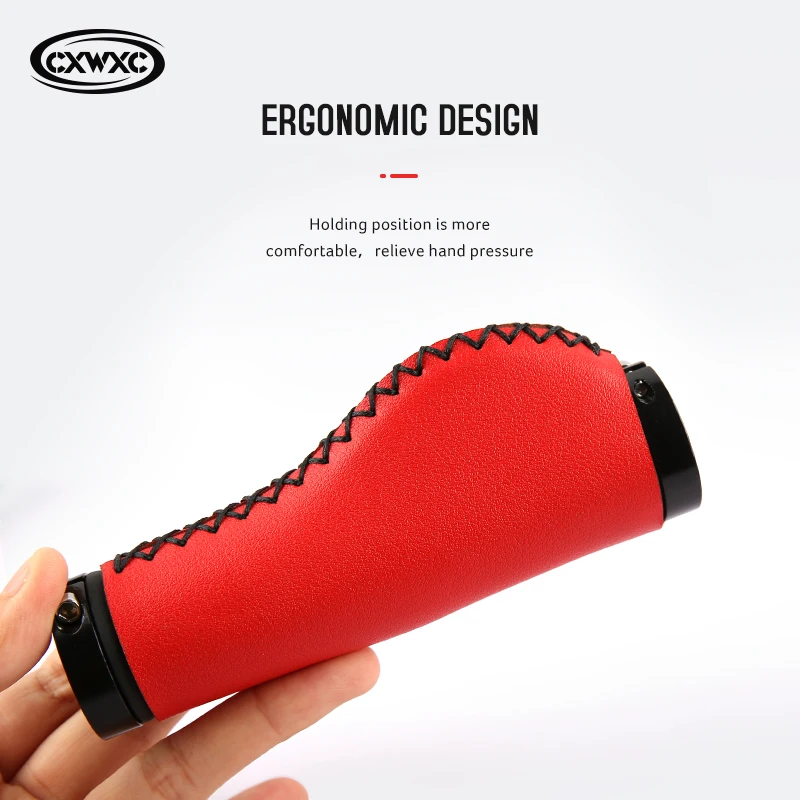 CXWXC-empuñaduras ergonómicas para manillar de bicicleta, puños de cuero de fibra Bloqueable, antideslizantes, absorción de impactos, 1 par