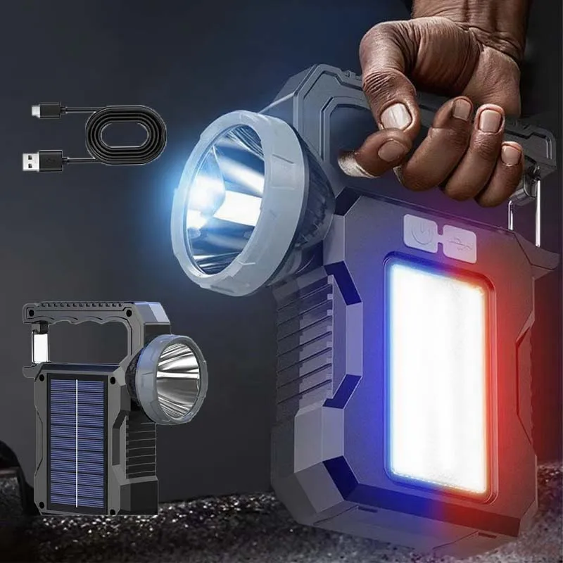 

Светодиодный фонарик на солнечной энергии с зарядкой через USB, многофункциональный портативный водонепроницаемый светильник для кемпинга, пешего туризма, экстренной помощи