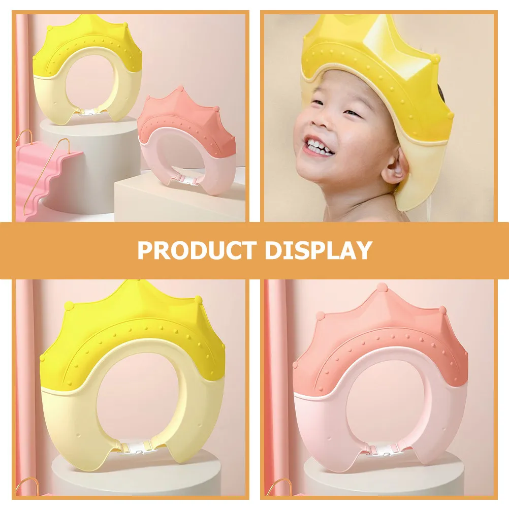 

2Pcs Silicone Baby Bathing Hat Cute Crown Design Waterproof Toddler Shower Cap for Hair Washing and Haircut Protection