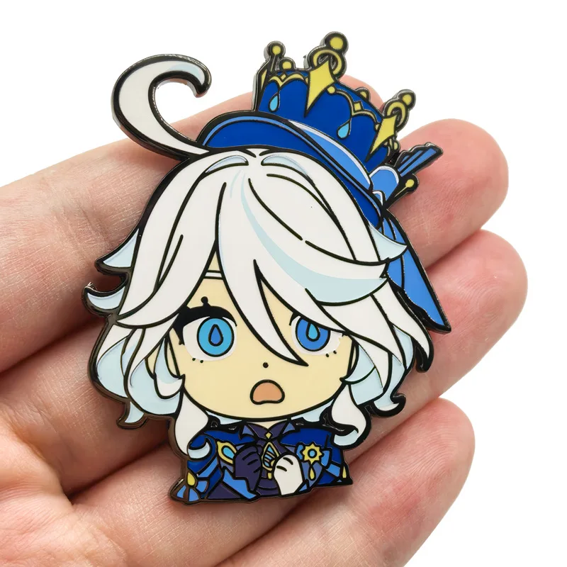 Ocean Theme Blue White Dress Girl Metal Enamel Brooch Lapel Pin Backpack Clothes Collect Decor Badge