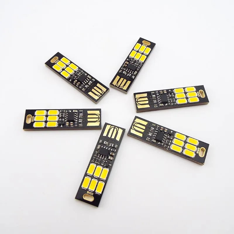 

5V adjustable LED USB Lamp 6 Led Keychain Mini Night Light Portable USB Touch warm light Lighting for Power Bank Computer Laptop