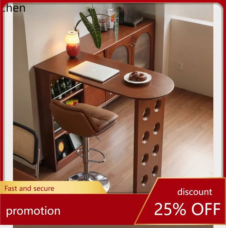 i5.15 solid wood bar table restaurant high table household small apartment partition cabinet retro locker