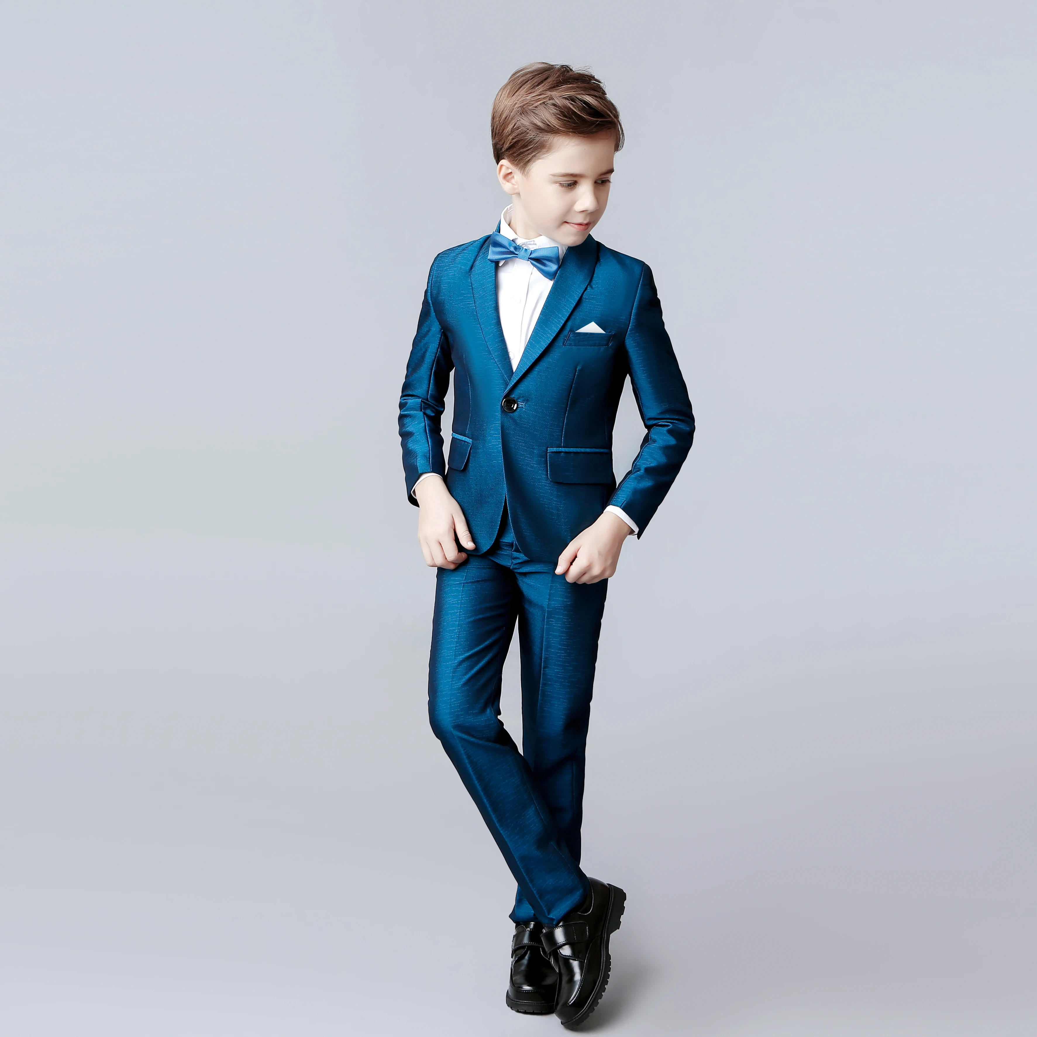 Trajes azules de primavera para niños pequeños, esmoquin de cena para boda, fiesta de graduación, ropa de cumpleaños, chaqueta, pantalones, chaleco