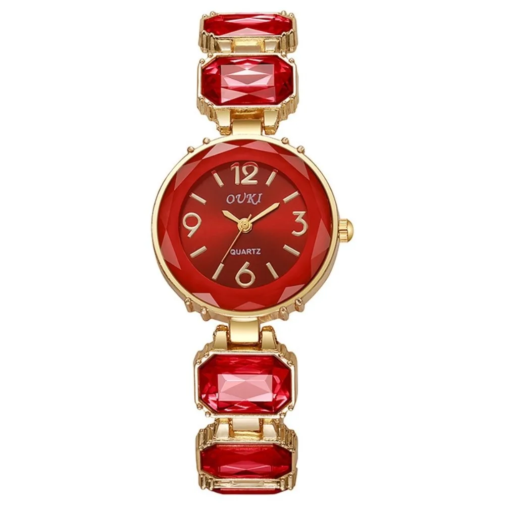 Rhinestone Quartz Watches Diamond Studded Watch Strap with Adjustable Bracelet Women Wristwatch Rotundity Shaped Watch Gift