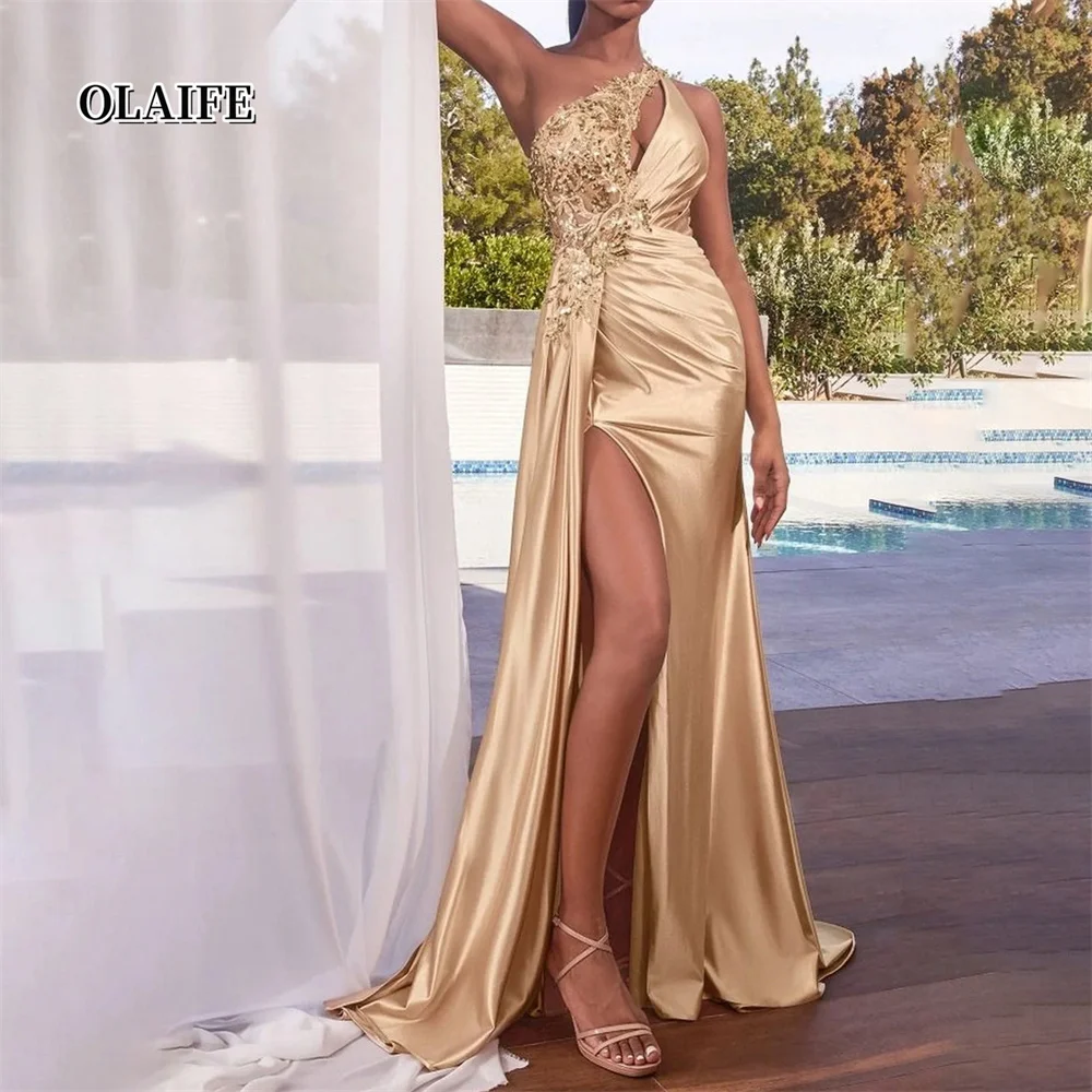 Vestidos florales de fiesta hasta el suelo con un solo hombro y columna con lado dividido Vestidos Para Eventos Especiales فسات prz onder onderkusو