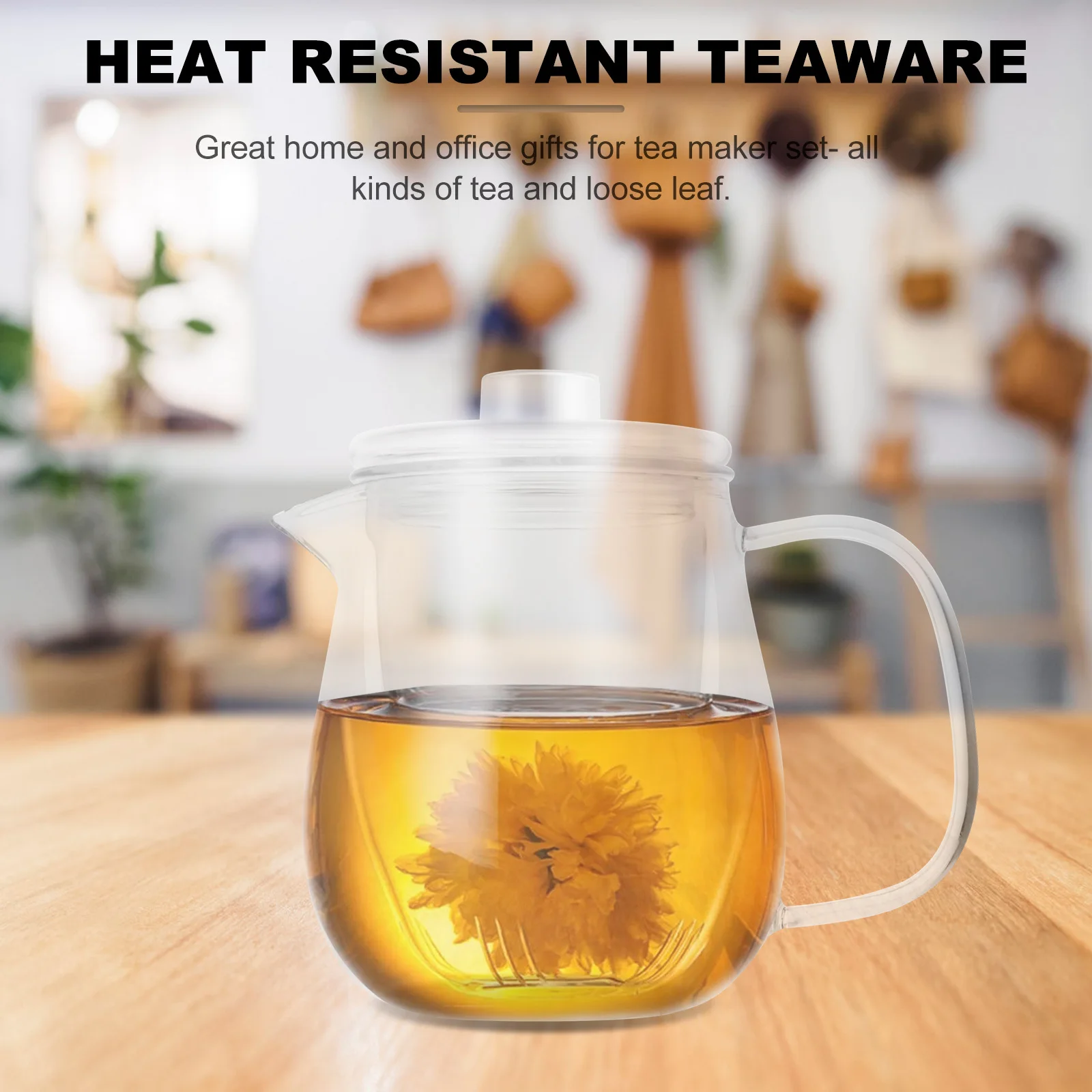 

1Pcs Heat Resistant Glass Teapot Transparent Tea Kettle Smooth Spout Leak Proof Easy Infuser