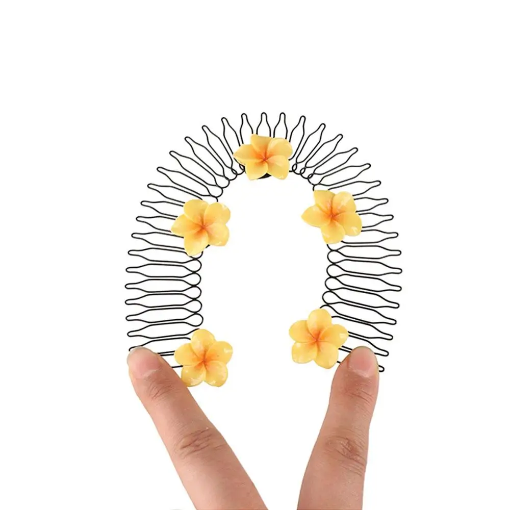 Spring U Shape Hair Styling Comb Teeth Fixed Combs Invisible Extra Hair Holder Headwear Headband Flower Hairpin Decoration