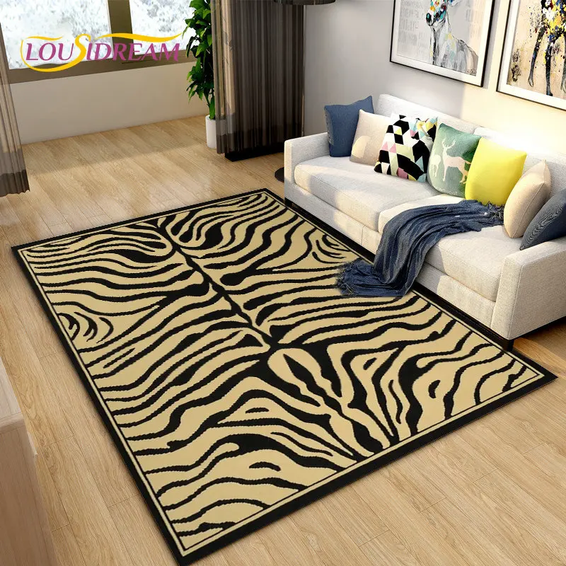 3D Stripe Tiger Print Pattern Area Rug Large,Carpet Rug for Living Room Bedroom Kitchen Doormat Decoration, Non-slip Floor Mat