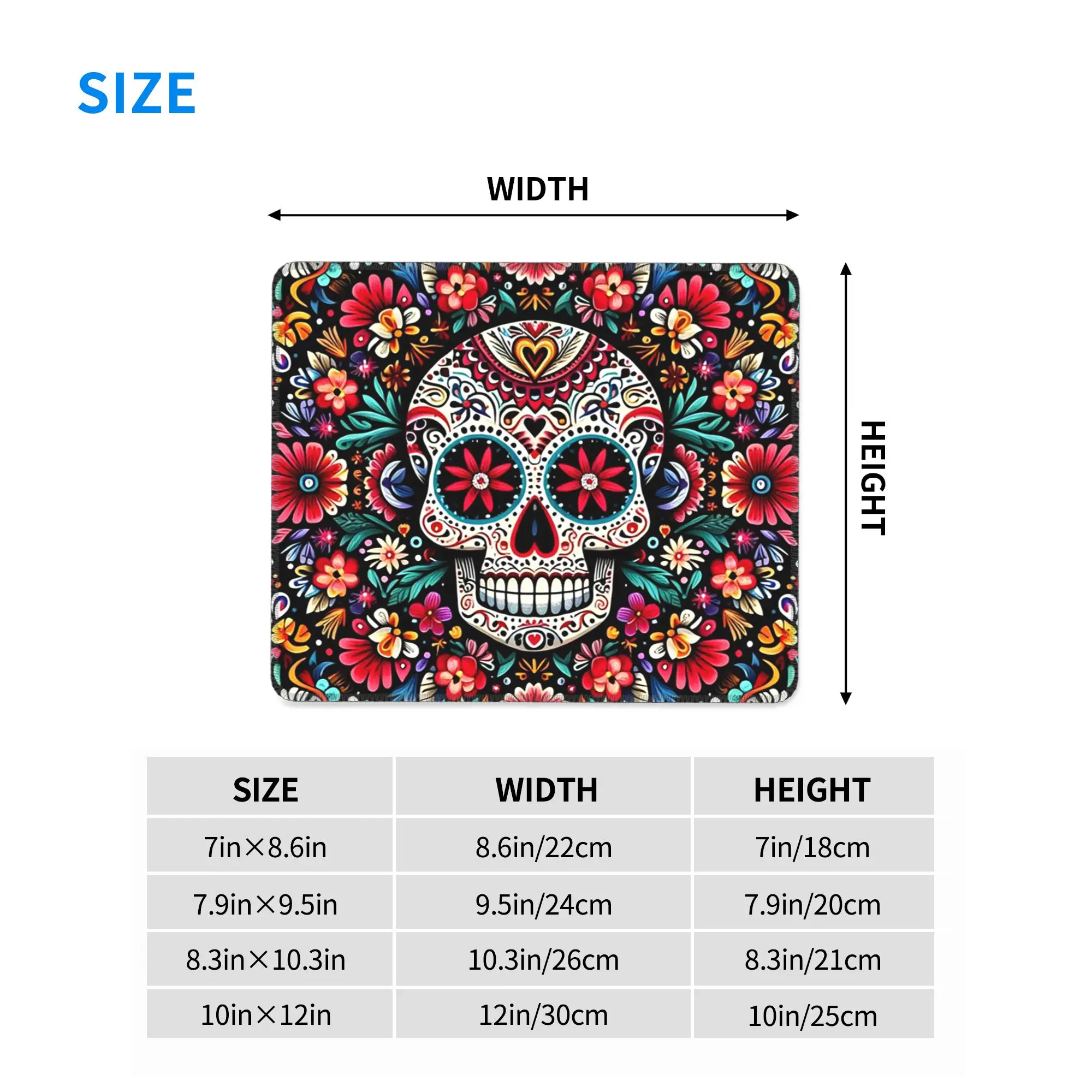 Mexican Sugar Skulls And Flowers Mouse Pad Computer Keyboard Mouse Mat Gaming PC Laptop Desk Mat Office Accessories Table Mats