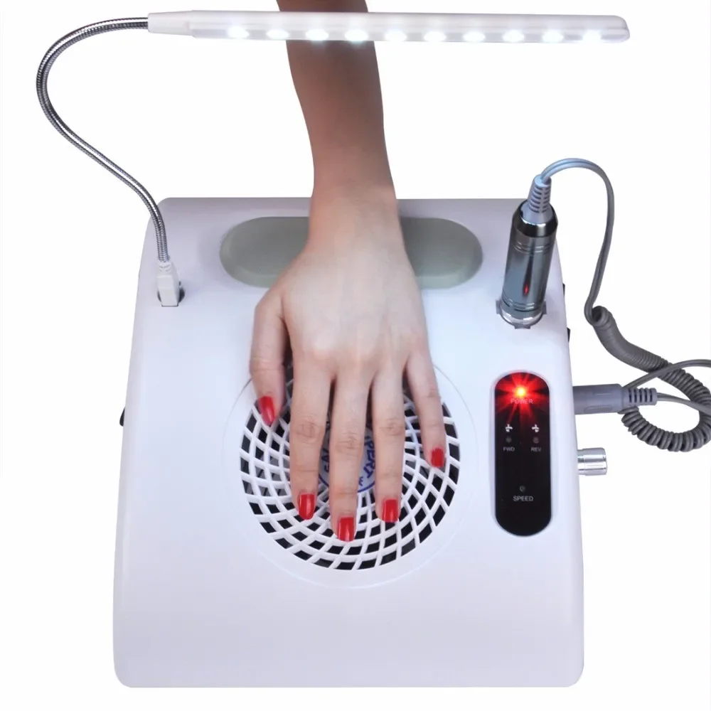 

Electric nail drill and nail dust collector table uv led lamp vacuum cleaner 3 in 1 manicure filter pedicure