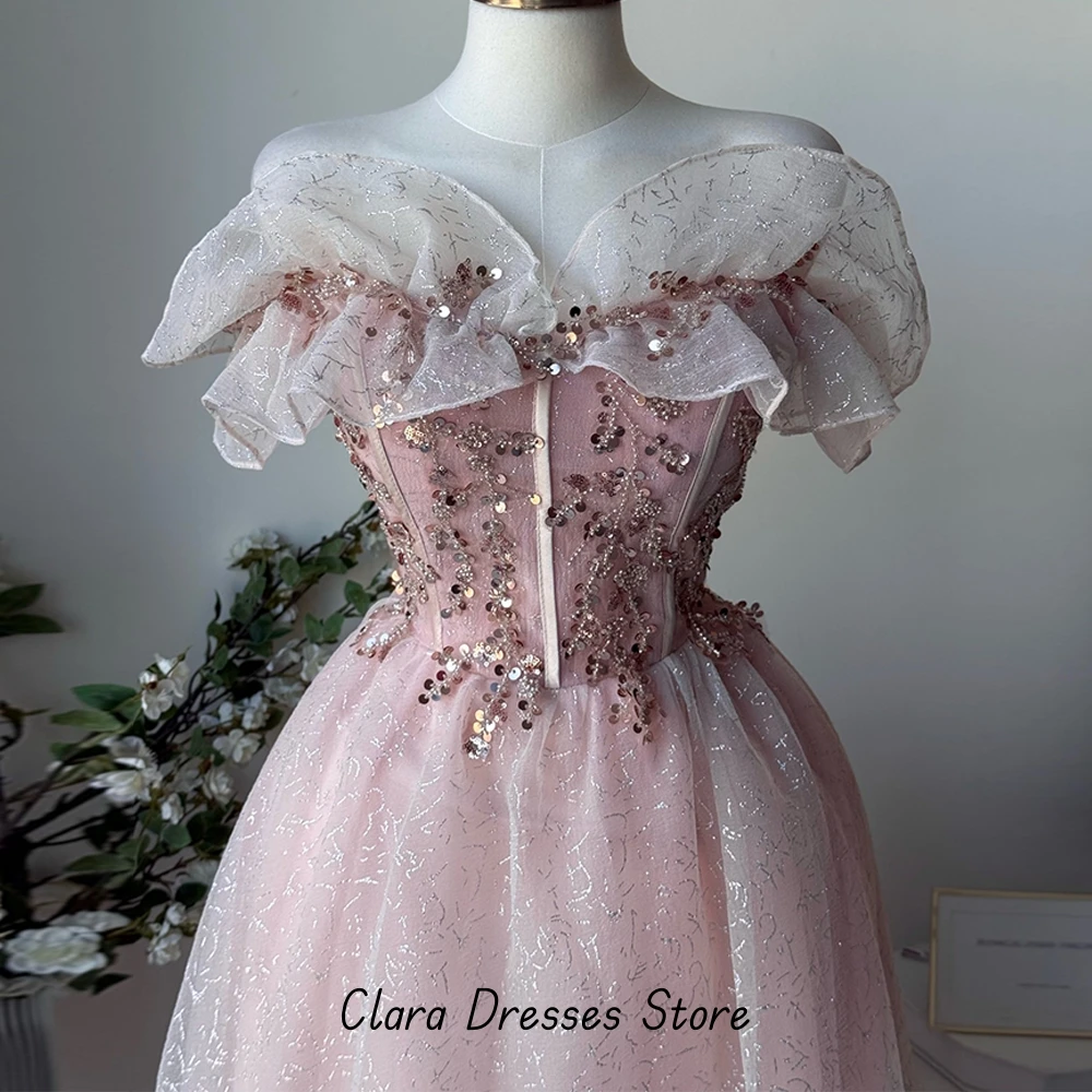 High Quality Beading Prom Dresses Elegant Pink Organza Evening Dress with Lace Up Back Modern Style A-Line Short Cocktail Gowns