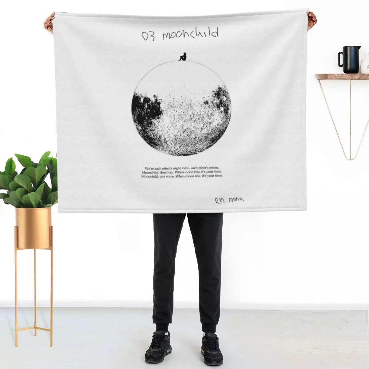 RM Mono. - Moonchild Throw Blanket Soft Beds Custom Moving Hairys Comforter Loose Blankets