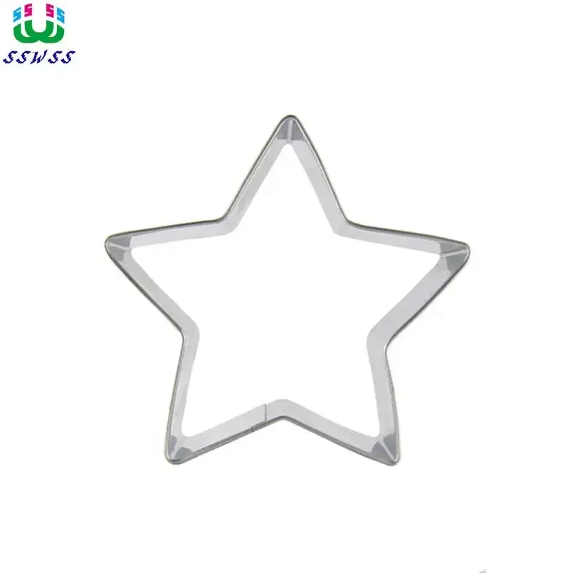 Five-Pointed Star Shape Cookie Cutter,Stainless Steel,Biscuit Press Stamp Embosser,Sugar Pasty Cake DIY Cookie  Baking Mould