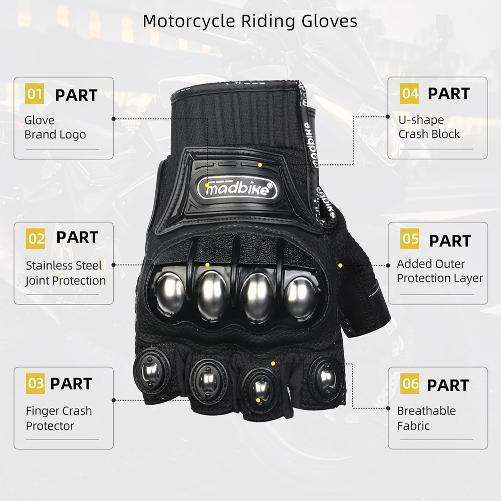 Half Finger Motorcycle Gloves Summer Riding Glove Hard Knuckle Touchscreen Windproof Motorbike Tactical Gloves Dirt Bike ATV UTV