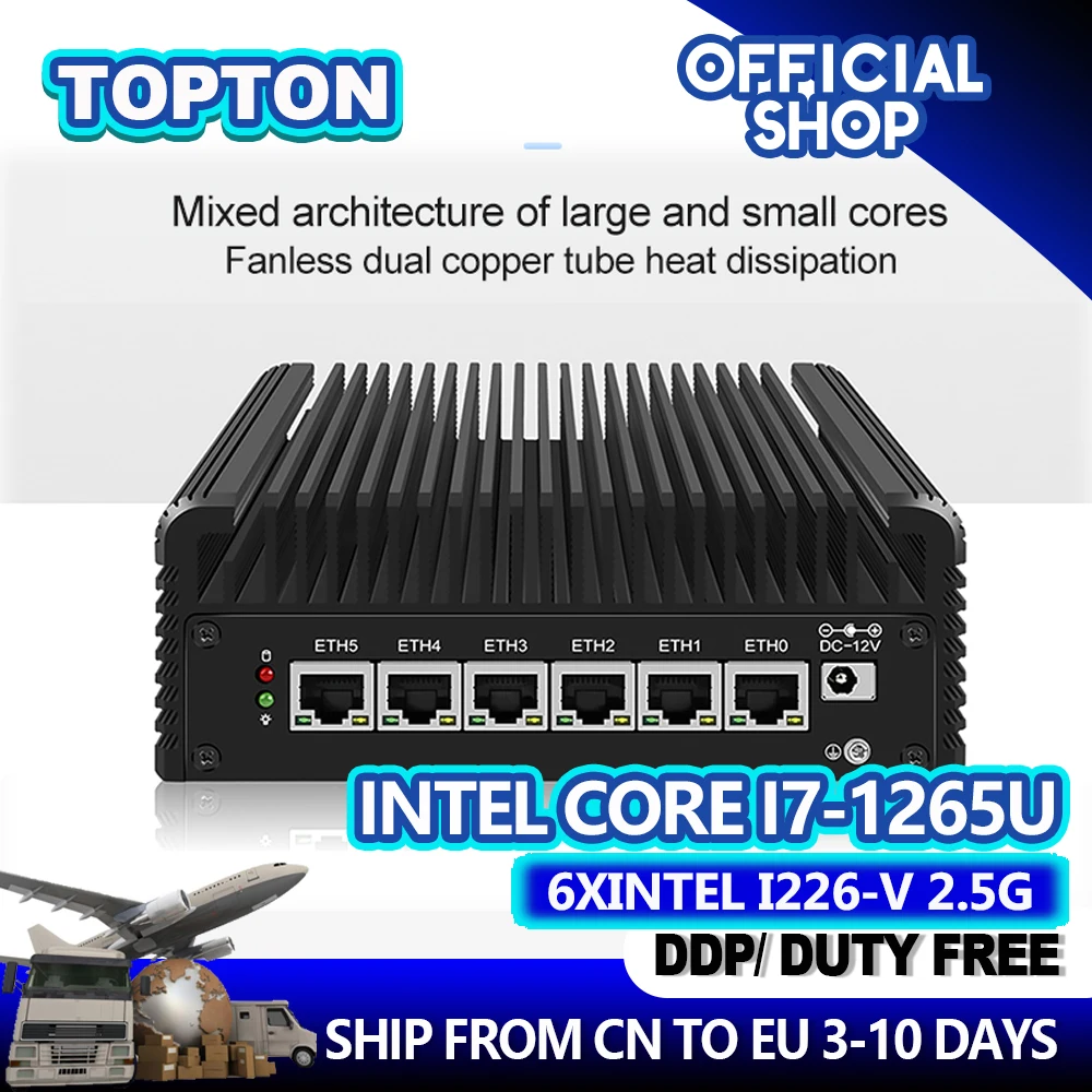 Micro aparelho firewall mini pc vpn minipc intel i7 1265u pentium ouro 8505 6 x intel 2.5gbe I226-V lan 1xtf slot para cartão opsense