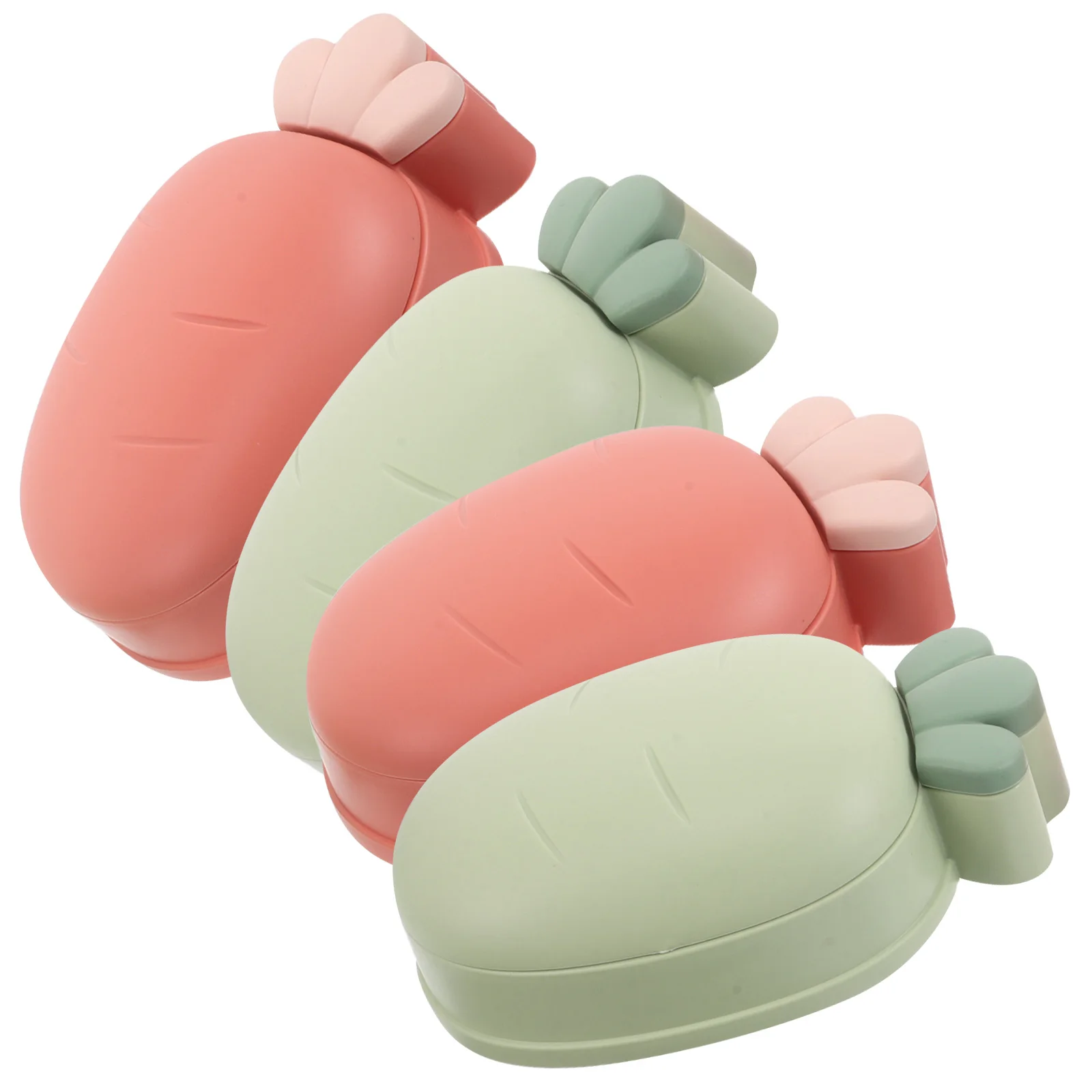 

4Pcs Carrot Shaped Soap Holder Double Layer Self Draining Dish for Bathroom Kitchen Travel Camping Use Self Draining Soap Holder