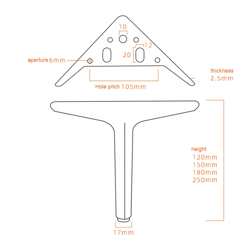 4Pcs/Set Furniture Legs Living Room Legs for Furniture Pack 4 Metal Sofa Side Support Table Legs Load 600KG