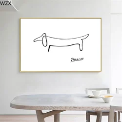 Scandinavian Classic Retro Wall Art Picasso Creative Abstract Line Dachshund HD Poster Print Home Bedroom Living Room Decoration