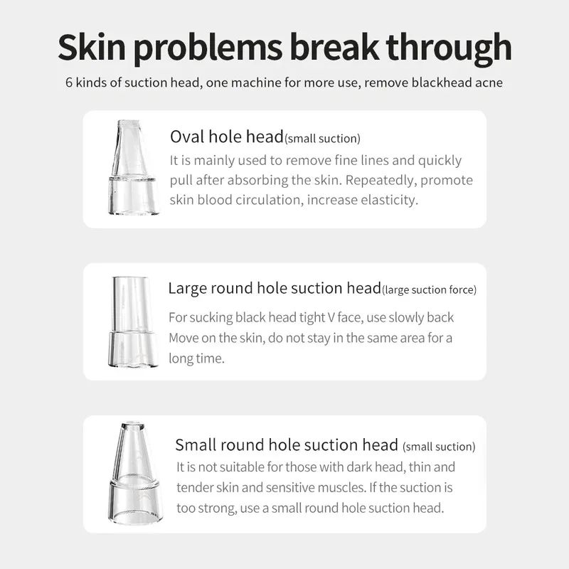 USB قابلة للشحن الكهربائية مزيل الرؤوس السوداء فراغ الوجه منظف المسام الرؤوس البيضاء البقع السوداء بثرة حب الشباب النازع مجموعة العناية بالبشرة #5