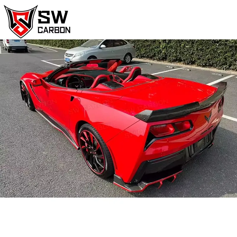 Carbon Fiber Side Skirt Splitter for Chevrolet Corvette C7 Lower Door Lip Spoiler Diffuser Body Kit