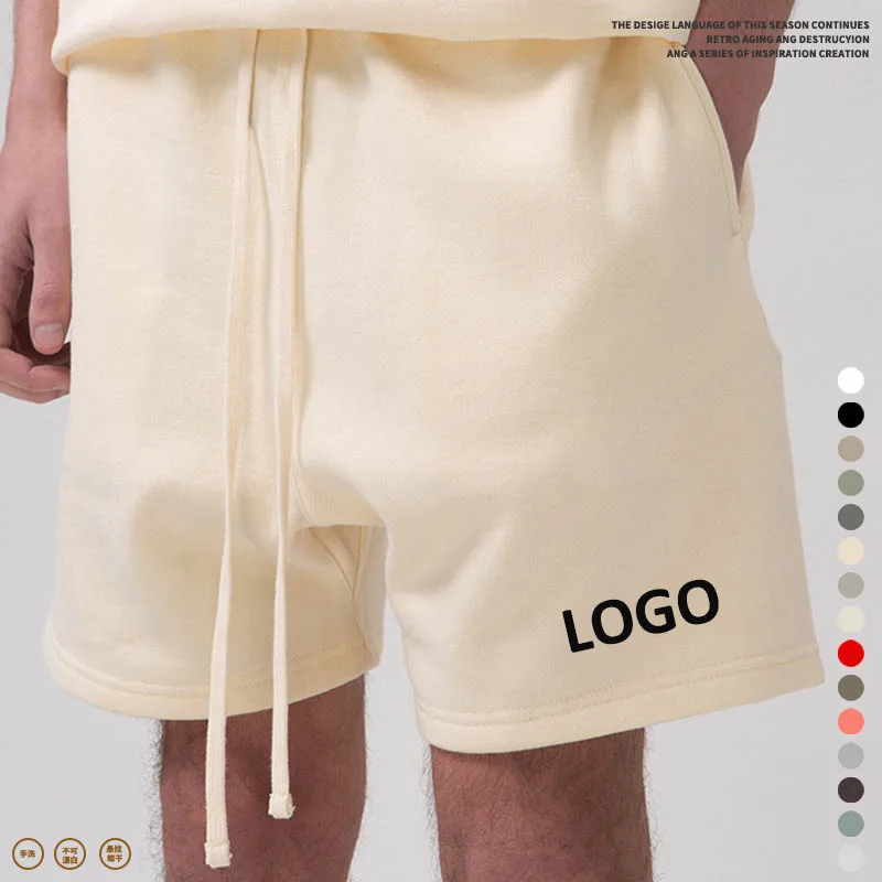 

Customized LOGO Spring/Summer 425G Heavyweight Casual Shorts Street Loose Men's and Women's Cotton Polyester Couple Capris