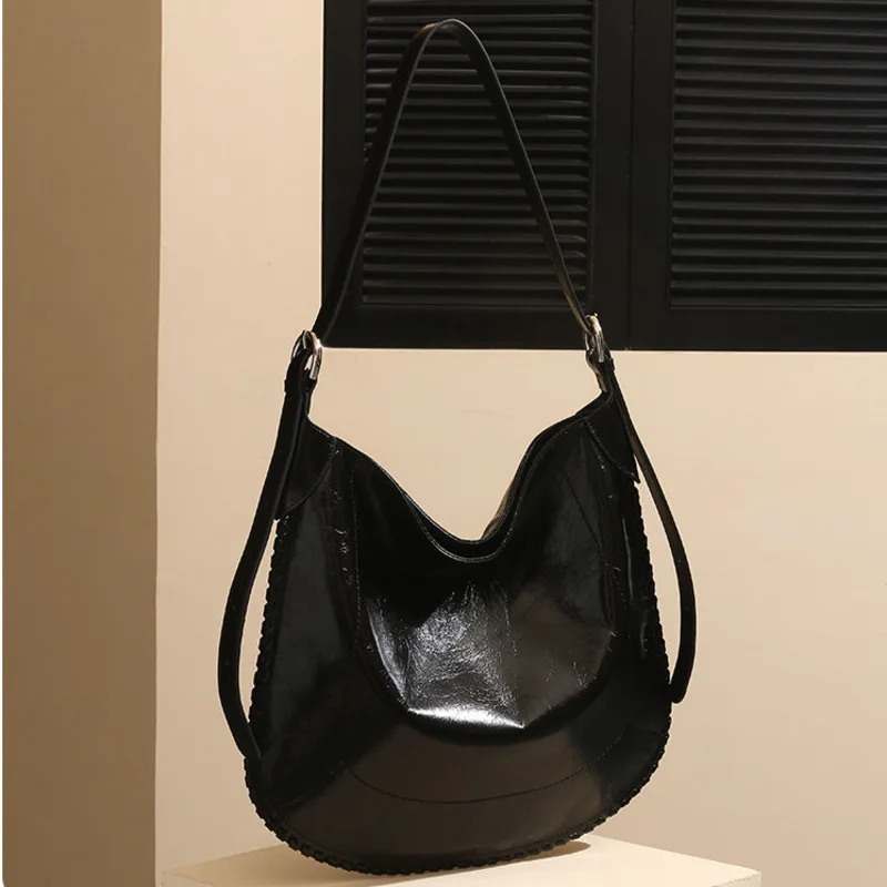 

New Female Autumn Women's Tops Layer Bags Cowhide Tote High-end Feel Large Capacity Handbag Commuting Trend Bags Shoulder Bags