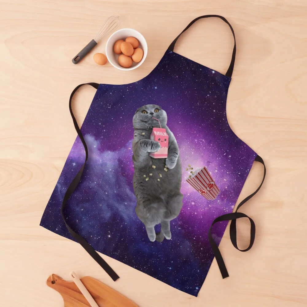 

Space Cat Galaxy Cat Snacking Apron Professional Barber Restaurant Kitchen Equipment Kitchen Apras For Women Apron