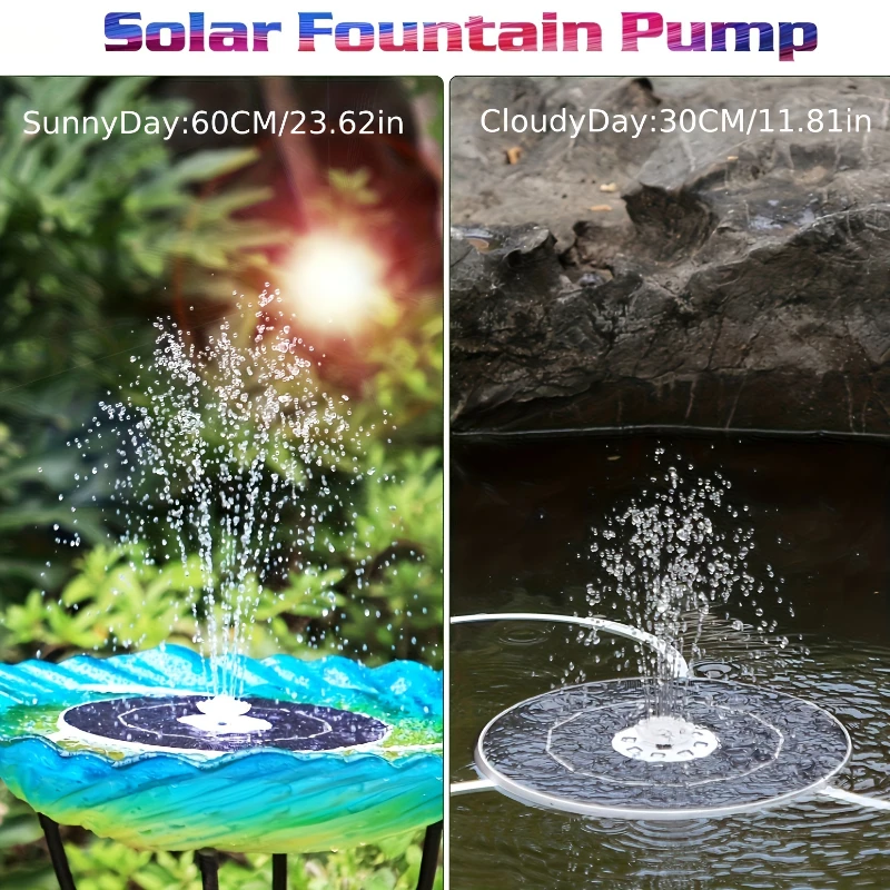 5.5W LED Solar Fountain Pump with Lights, for Bird Bath/Pool DIY Solar Water Fountain with Battery for Outdoor Garden Decoration