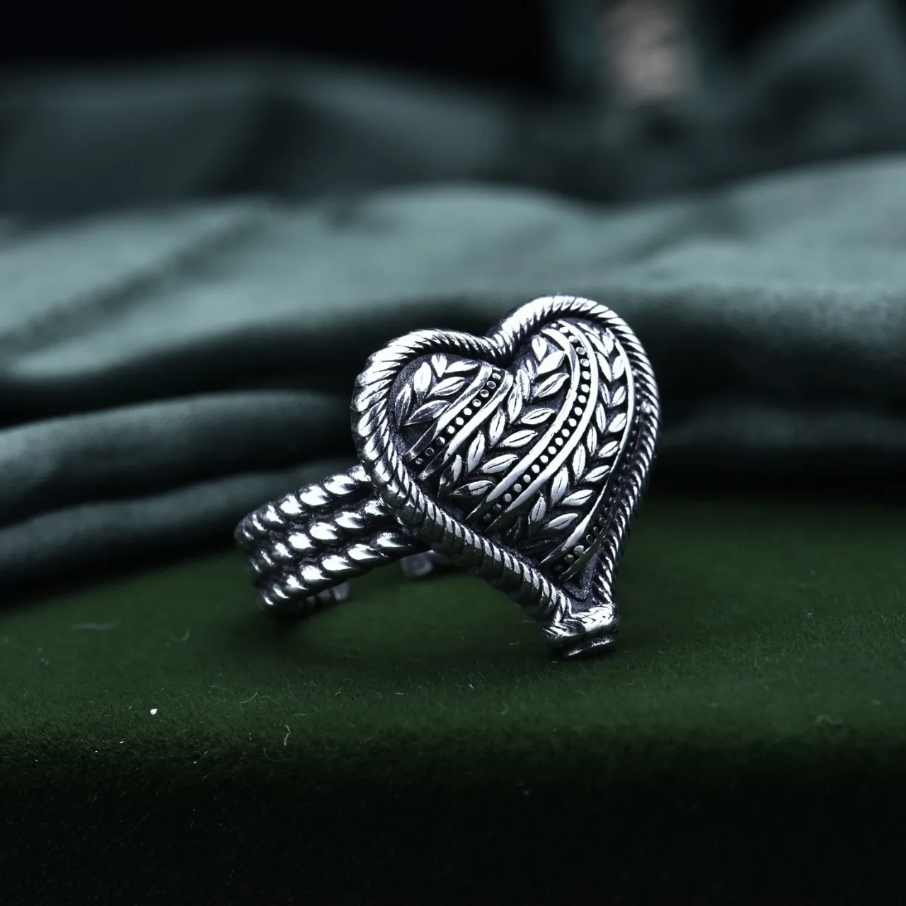 

925 sterling silver ring wheat ears heart seiko opening fashionable brand thai silver retro tangcao men and women trendystylish