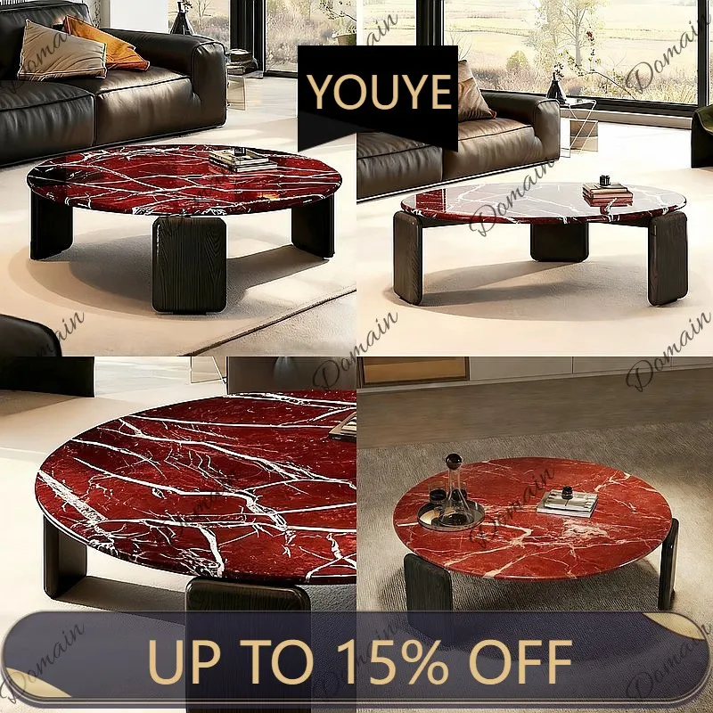 Dc Marble Coffee Table Round Minimalist Italian Style Small Apartment Purple Red Designer Luxury Living Room Furniture