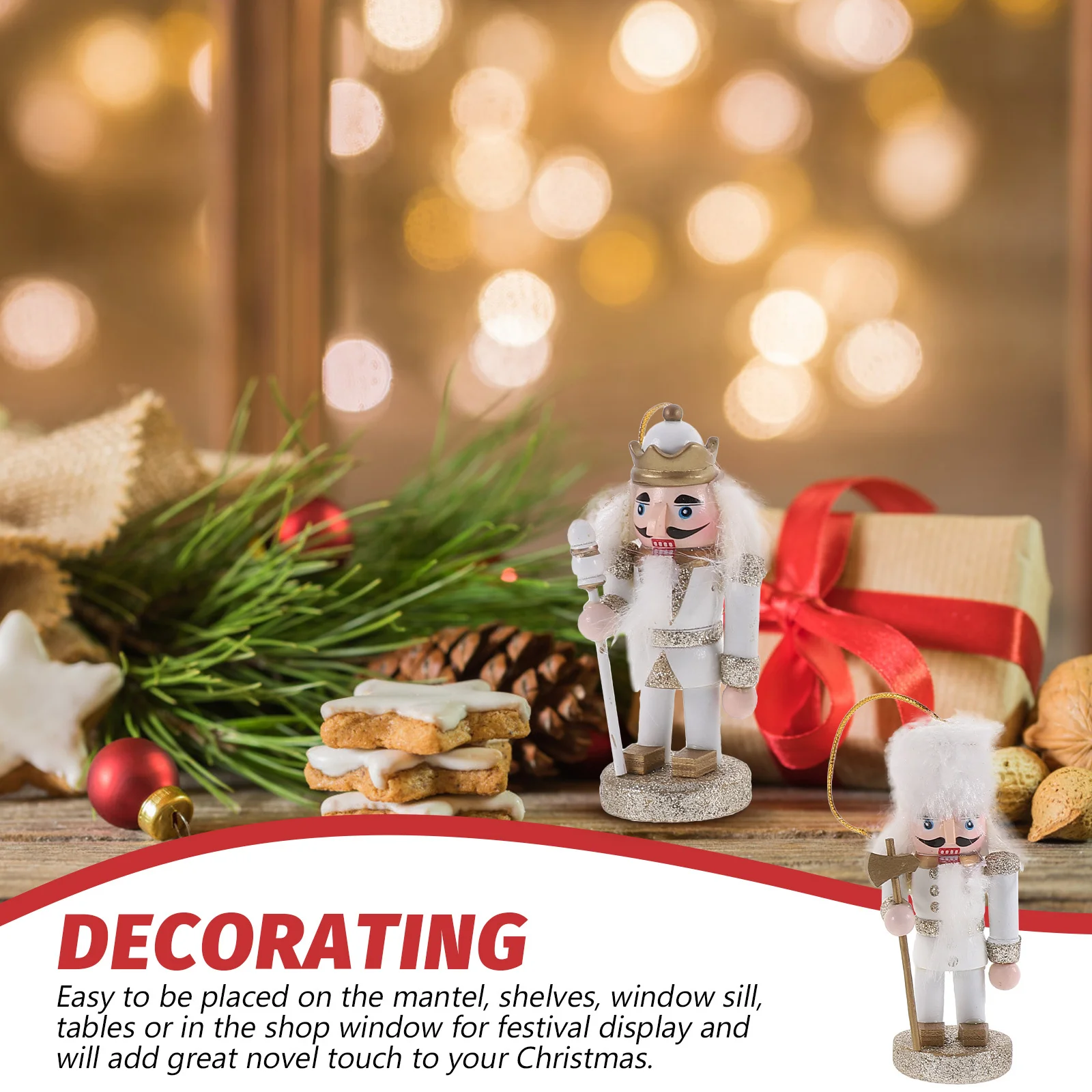 

4pcs Wooden Nutcracker Small Holiday Party Supplies Indoor Xmas Decor Craft Nutcrackers Christmas Ornament